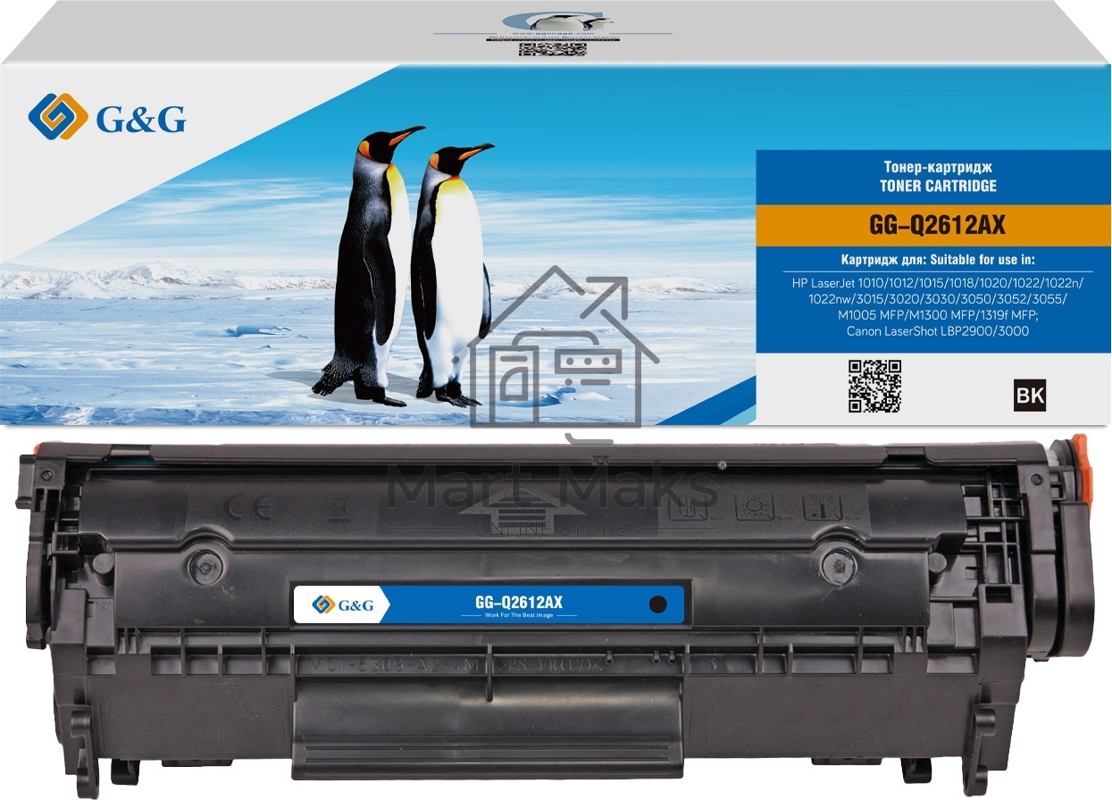 Картридж лазерный G&G GG-Q2612AX черный (2500стр.) для HP LJ 1010/1012/1015/1018/1020/1022/1022n/1022nw/3015/3020