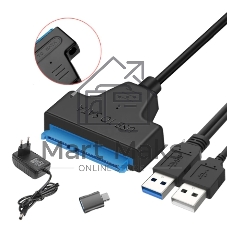 Кабель-переходник для HDD SATA USB 3.0 с доп. питанием, двойной USB