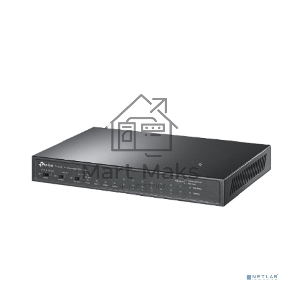 Настольный коммутатор TP-Link TL-SL1311P, 8 портов 10/100 Мбит/с с поддержкой PoE+, 2 гигабитных порта без поддержки PoE, 1 порт SFP, 802.3af/at, бюджет PoE — 65 Вт, стальной корпус