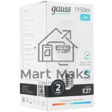 Лампа светодиодная Gauss Elementary 12Вт цок.:E27 груша 220B 3000K св.свеч.бел.теп. A60 (упак.:10шт)