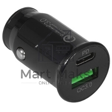 Автомобильное зарядное устройство Cablexpert MP3A-UC-CAR23, 20Вт, быстрая зарядка QC3.0/PD, 2 порта: USB и Type-C