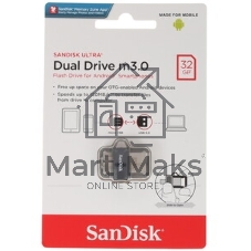 Флешка USB SanDisk DD3 Ultra (SDDD3-032G-G46), 32Gb, USB 3.0/microUSB, R/W 130/30, черный