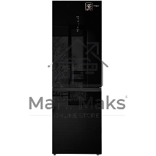 Холодильник Weissgauff WRK 185 Total NoFrost Inverter черный стекло двухкамерный 205/86л морозилка снизу