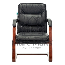 Кресло офисное Бюрократ T-9927WALNUT-AV черный, кожа, полозья дерево