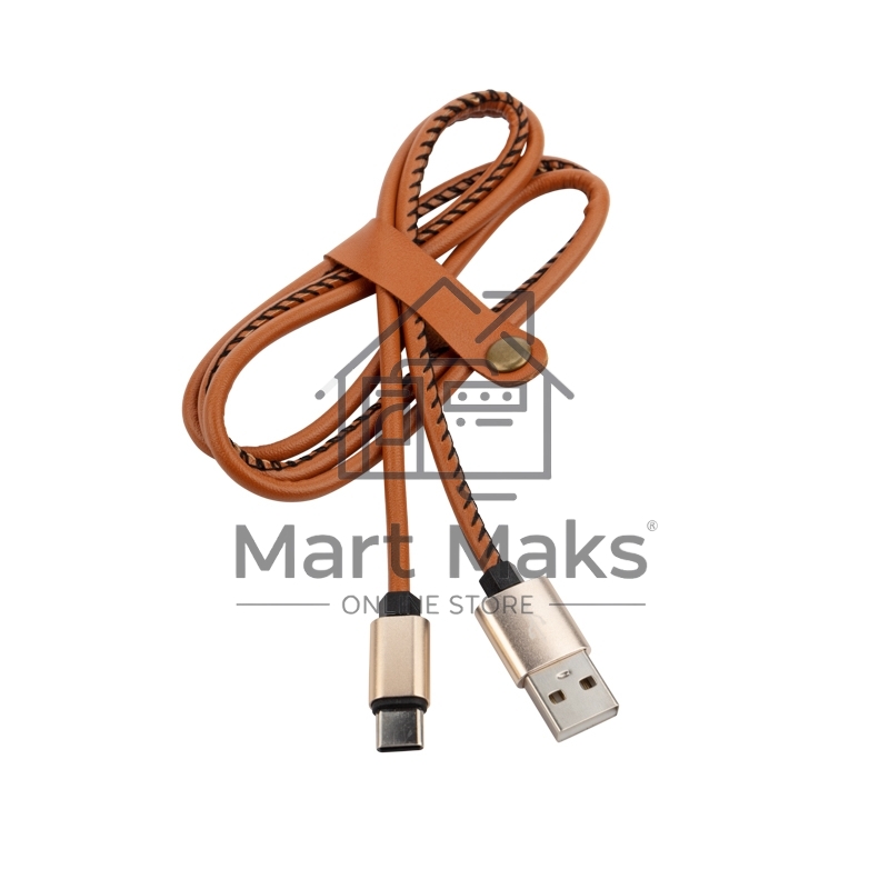 Кабель USB-Type-C/2A/leather/brown/1m/Rexant