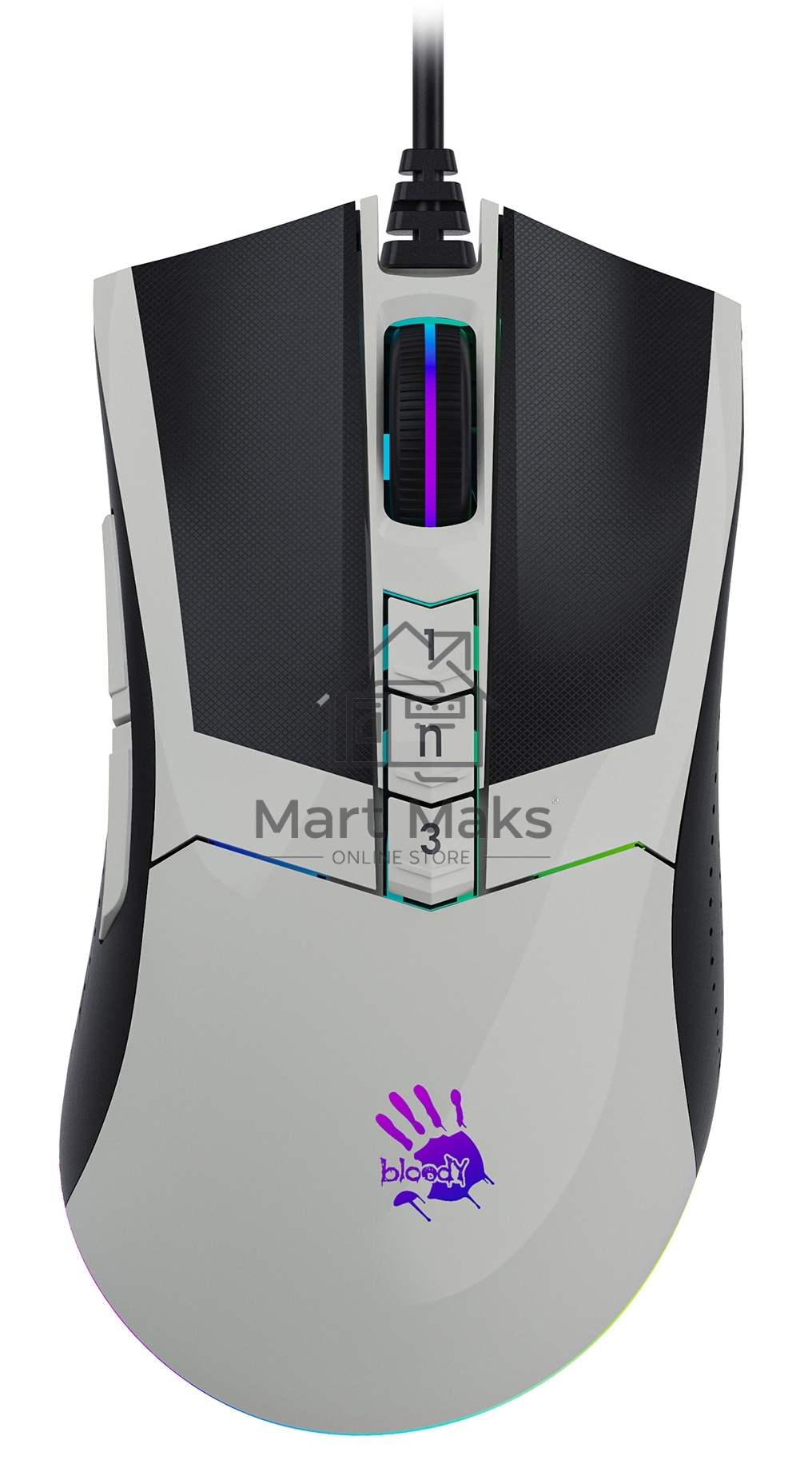 Мышь проводная A4Tech Bloody W90 Max белый/черный, 10000 dpi, USB, кнопки - 10