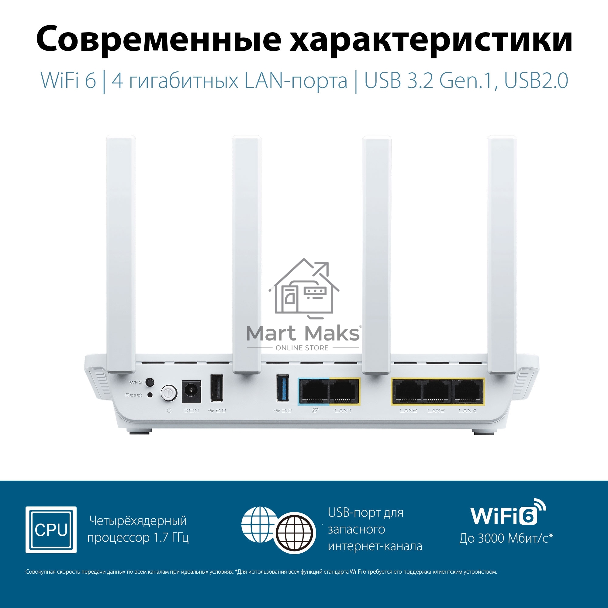 Межсетевой экран Asus EBR63 AX3000 10/100/1000BASE-TX белый