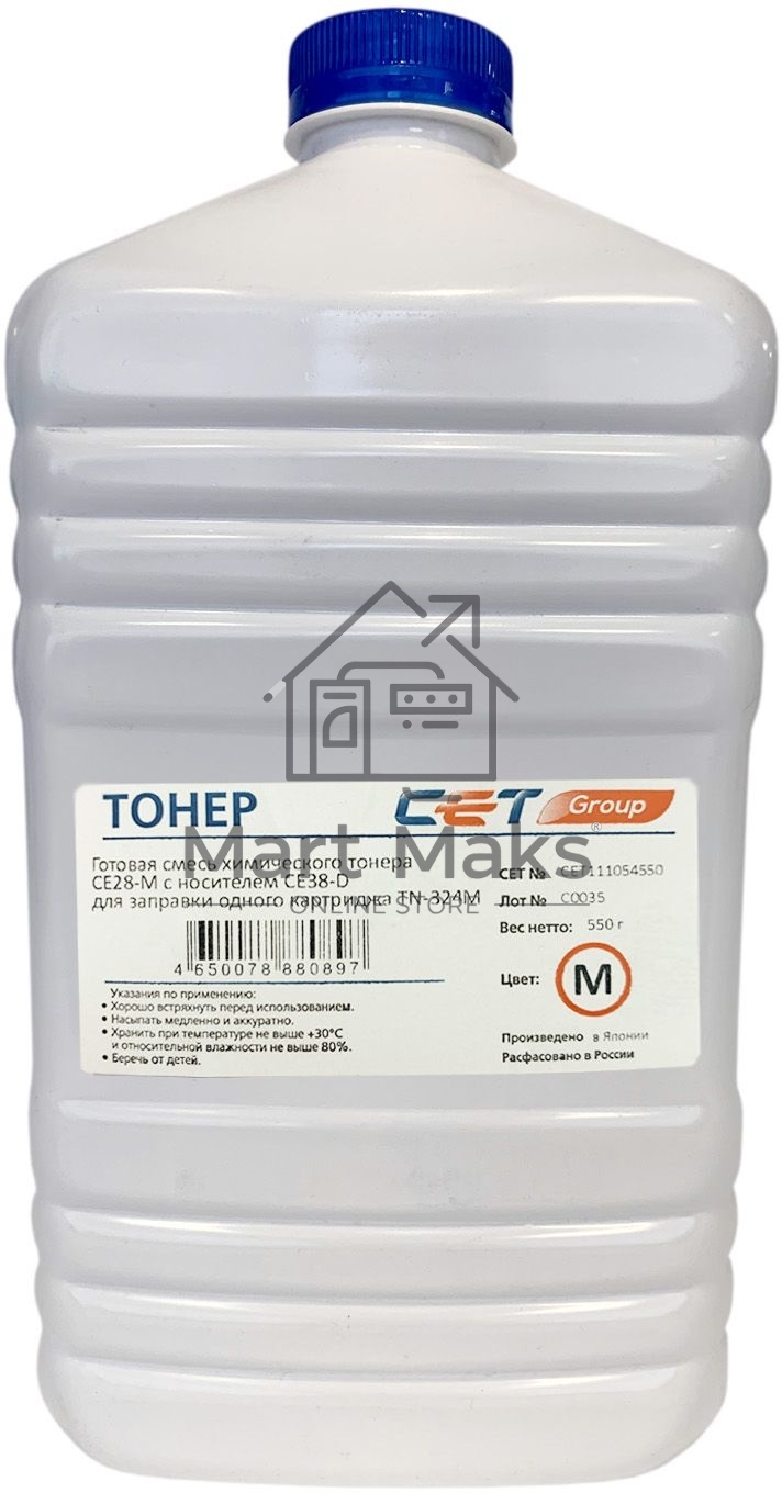 Тонер Cet CE28-M (CET111054M500) пурпурный (бутылка 500гр.) для KONICA MINOLTA Bizhub C258/308/368/227i/257i