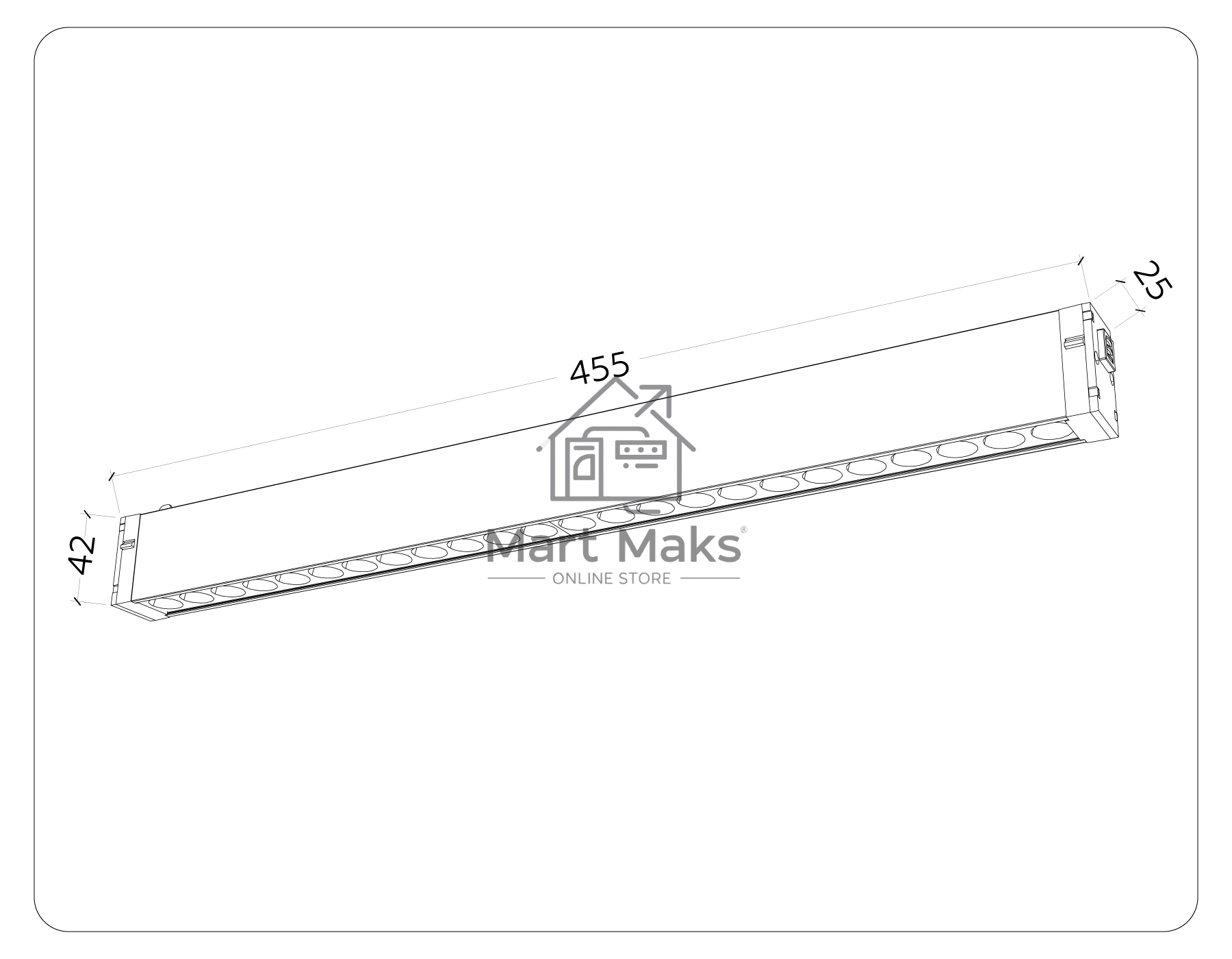 Управляемый светодиодный светильник для шинопровода Magnetic Ambrella light GL1314 BK черный IP20 24W 3000K-6400K 220V 24° 455*25*42 (Без ПДУ)