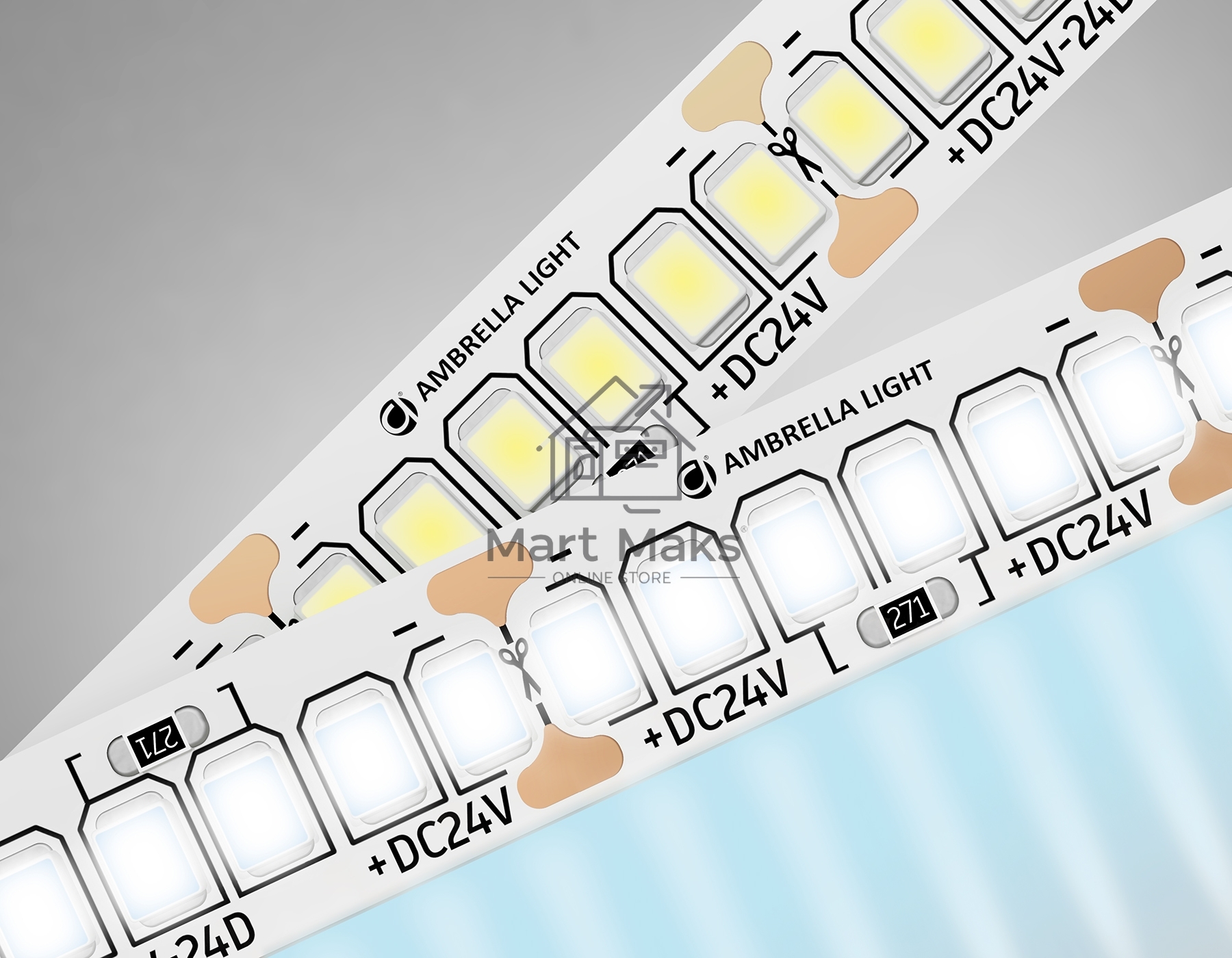 Светодиодная лента Ambrella light GS3503 2835 240Led /22W m/ 24V IP20 6500K/ 5000*10*1.2mm (2 конт.)