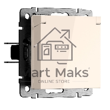 Розетка с заземлением и шторками c крышкой IP44 N (айвори матовый)