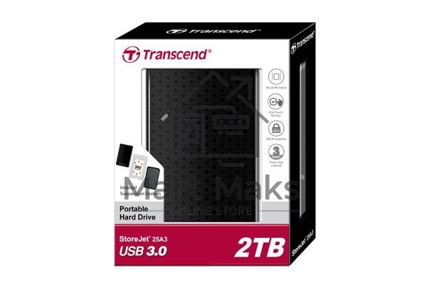 Внешний Жесткий диск Transcend USB 3.0 2Tb TS2TSJ25A3K StoreJet 25A3 2.5