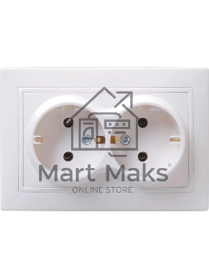 Розетка Iek ERK24-K01-16-DM РС12-3-КБ 2 местн. c з/к без защ.штор. 16А КВАРТА (белый)