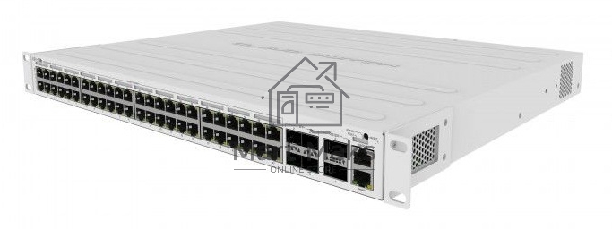 Коммутатор CRS354-48P-4S+2Q+RM Cloud Router Switch 354-48P-4S+2Q+RM with 48 x Gigabit RJ45 LAN (all PoE-out), 4 x 10G SFP+ cages, 2 x 40G QSFP+ cages, RouterOS L5, 1U rackmount enclosure, 750W PSU
