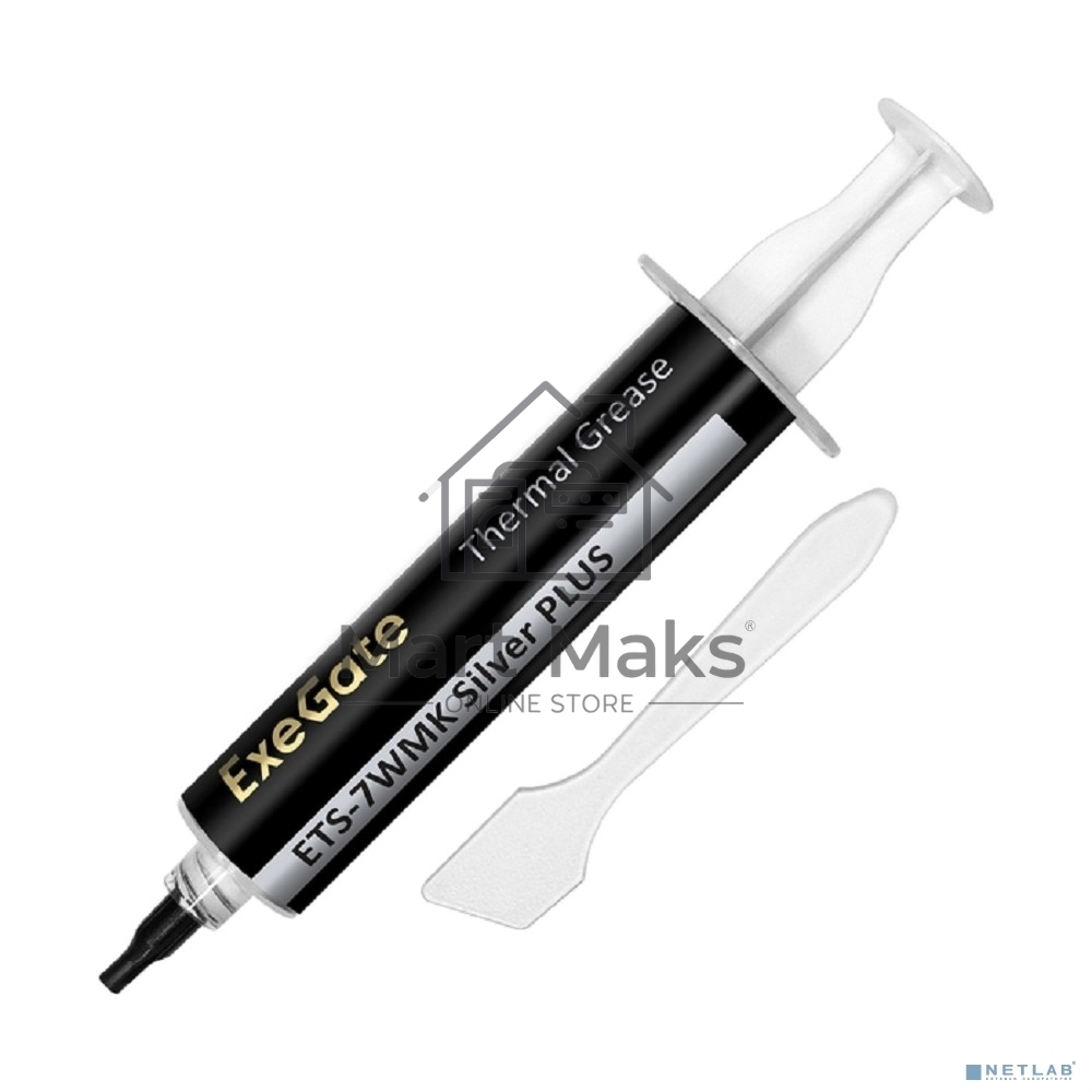 Термопаста ExeGate ETS-7WMK Silver PLUS (7,2 Вт/(м•К), 15г, шприц с лопаткой)