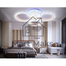 Потолочный светодиодный светильник FA9524/2+2 WH белый 92W 6400K/3000K+RGB 560*370*110 (ПДУ РАДИО 2.4G)