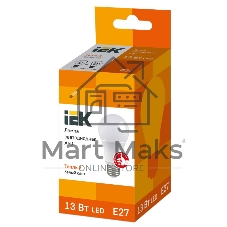Лампа cветодиодная IEK LLE-A60-13-230-30-E27 ECO A60 шар 13Вт 230В 3000К E27