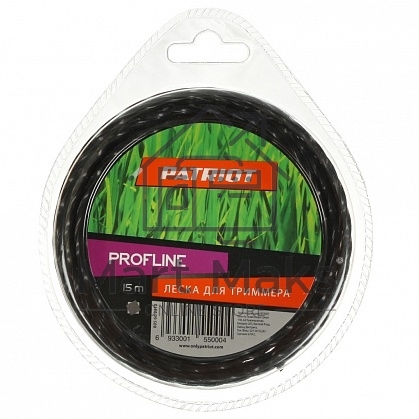 Леска для триммеров PATRIOT Profline D 2,4мм L 15мскрученный квадрат, черный 240-15-5