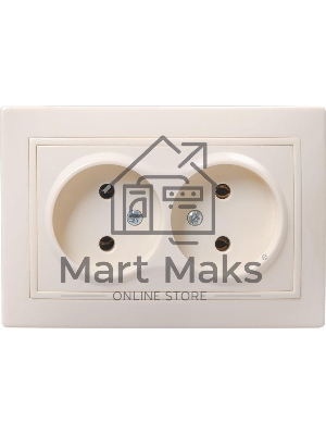 Розетка 2-м СП Кварта 10А IP20 без заземл. крем. IEK ERK23-K33-10-DM