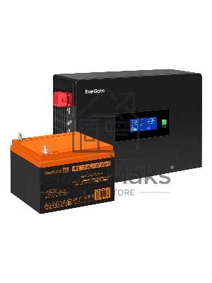Комплект Источник бесперебойного питания EX295993RUS + батарея 26Aч EX285663RUS 1шт (инвертор, синус, для котла, PF=1, настенный) ExeGate IdealSine SR-1000.LCD.2SH  1000VA/1000W, чистая синусоида, цветной LCD-дисплей, 2*Schuko, крепление настенное, черный