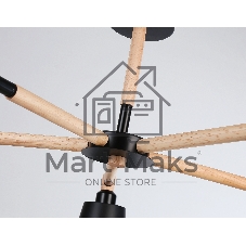 Светильник Ambrella light TR82211/5 BK/LW черный/светлое дерево E27/5 max 40W D780*430