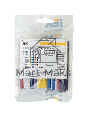 Набор трубок термоусадочных тонкостен. ТТУ 2/1; 4/2; 6/3; 8/4 (ЖЗ; С; К; Ч) 20х8см разноцвет. ИЭК UDRS-D2-D8-10-1