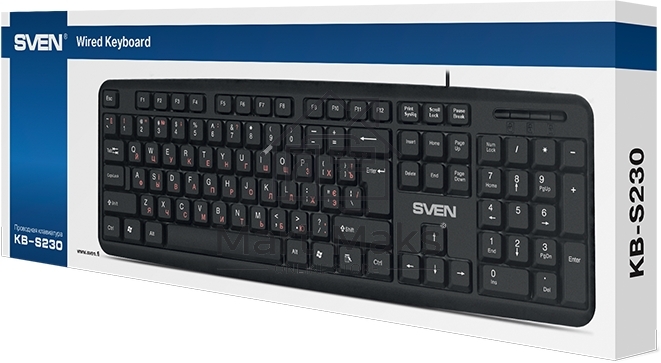 Клавиатура SVEN KB-S230 чёрная (104кл, каб. 2м)