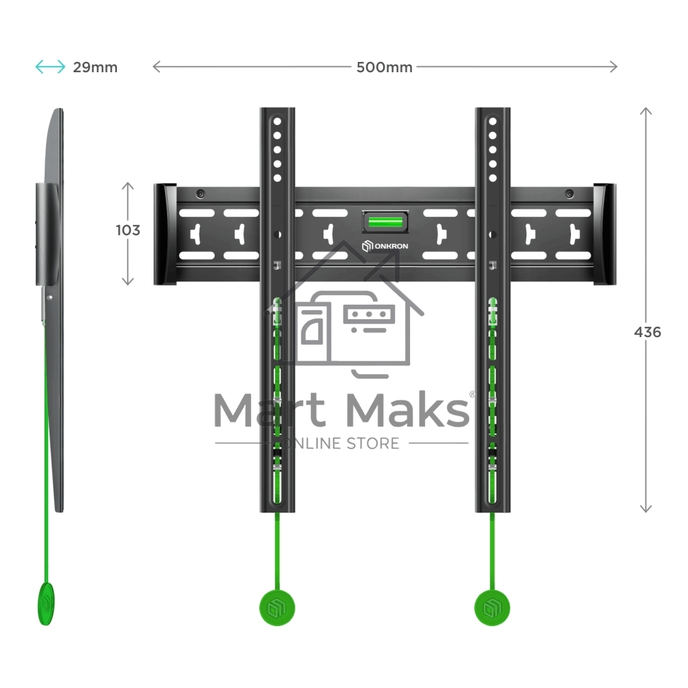 Кронштейн ONKRON FM5 / 32-55'' макс 400*400 наклон 0º от стены: 29мм макс вес 56,8кг