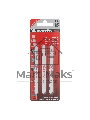 Полотна для электролобзика Matrix по дереву, 3 шт., 75 х 2,5мм, HCS, EU- хвостовик