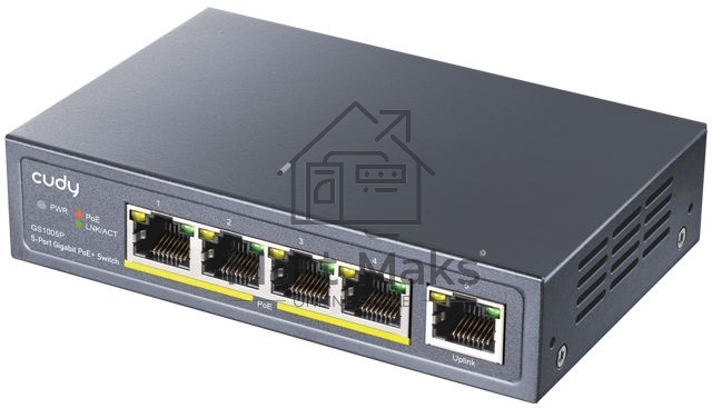 Коммутатор Cudy GS1005P (L2) 5x1Гбит/с 5PoE 60W неуправляемый