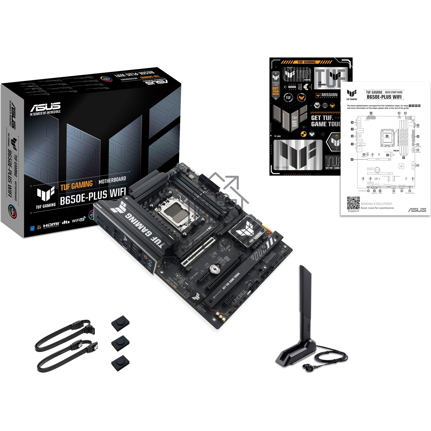 Материнская плата ASUS TUF GAMING B650E-PLUS WIFI, AM5, AMD B650, 4xDDR5, 4xSATA, 3xM.2, 1xPCIe 5.0 x16, 1xPCIe 4.0 x4, 2xPCIe 4.0 x1, 1xDisplayPort, 1xHDMI, 1x2.5Gb LAN, Wi-Fi 6E, Bluetooth 5.3, 1xUSB-C 20Gbps, 3xUSB-A 10Gbps, 6xUSB-A 2.0, 5x3.5 мм, 7.1,