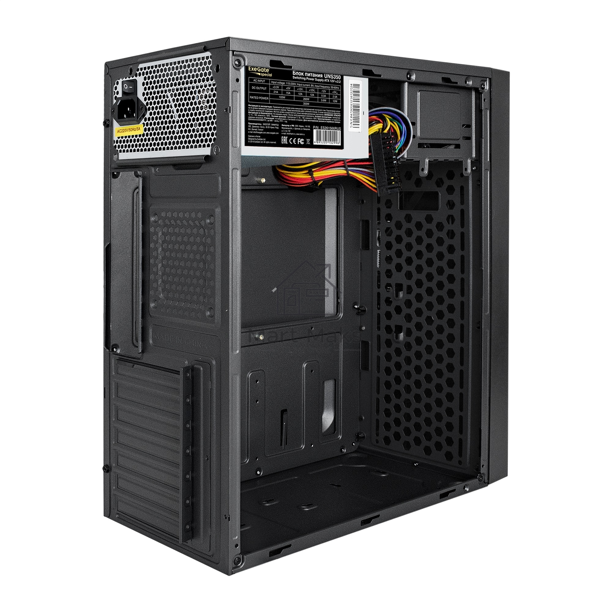 Компьютерный корпус Miditower ExeGate AA-442U2-UNS350 (ATX, БП UNS350 с вент. 12см, 1*USB+2*USB3.0, аудио, черный)