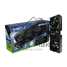 Видеокарта Palit GeForce RTX 5070 Ti GamingPro-S OC, 16 GB GDDR7, 256 bit, 3xDisplayPort, HDMI, GPU 2482 MHz