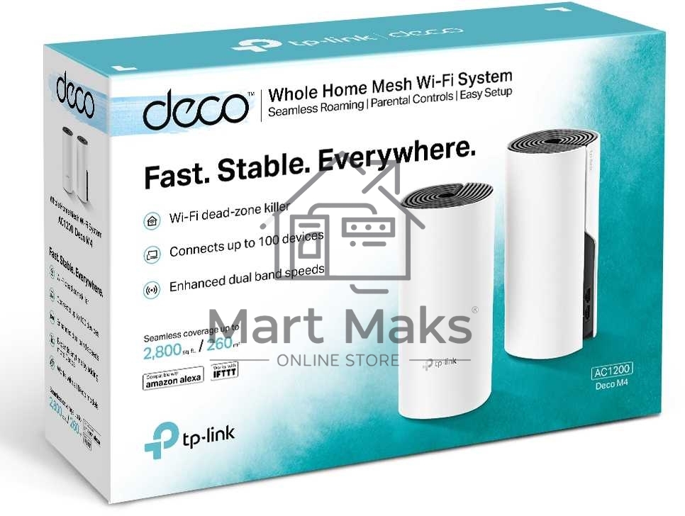 Роутер беспроводной TP-Link DECO M4 (DECO M4(2-PACK)) AC1200 10/100/1000BASE-TX (упак.:2шт)