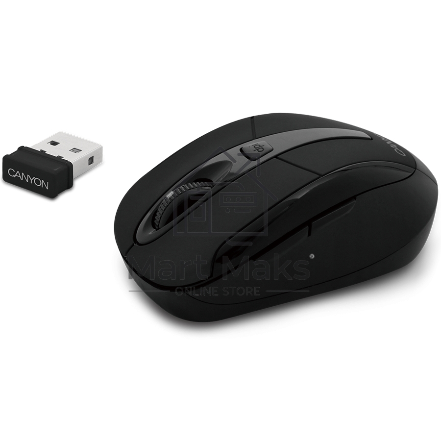 Мышь беспроводная Canyon MSO-W6 черный, 1600 dpi, радиоканал, USB, кнопки - 6