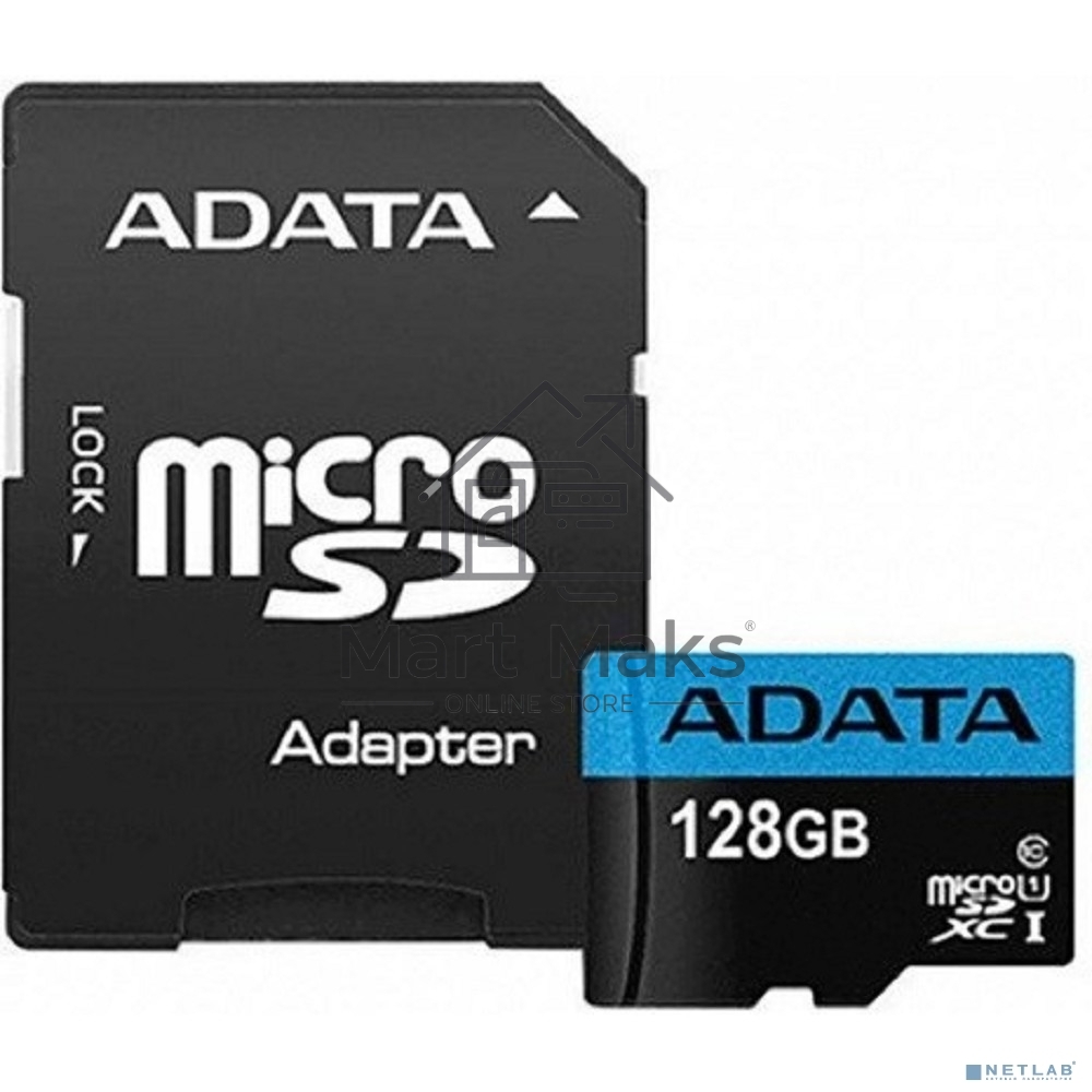 Флеш карта Micro SecureDigital 128Gb ADATA AUSDX128GUICL10A1-RA1 MicroSDXC Class 10 UHS-I, SD adapter