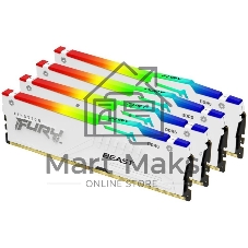 Оперативная память Kingston Fury Beast, DDR5, 64Gb (4x16Gb), 5200MHz, CL40, DIMM, с радиаторами, RGB, белый