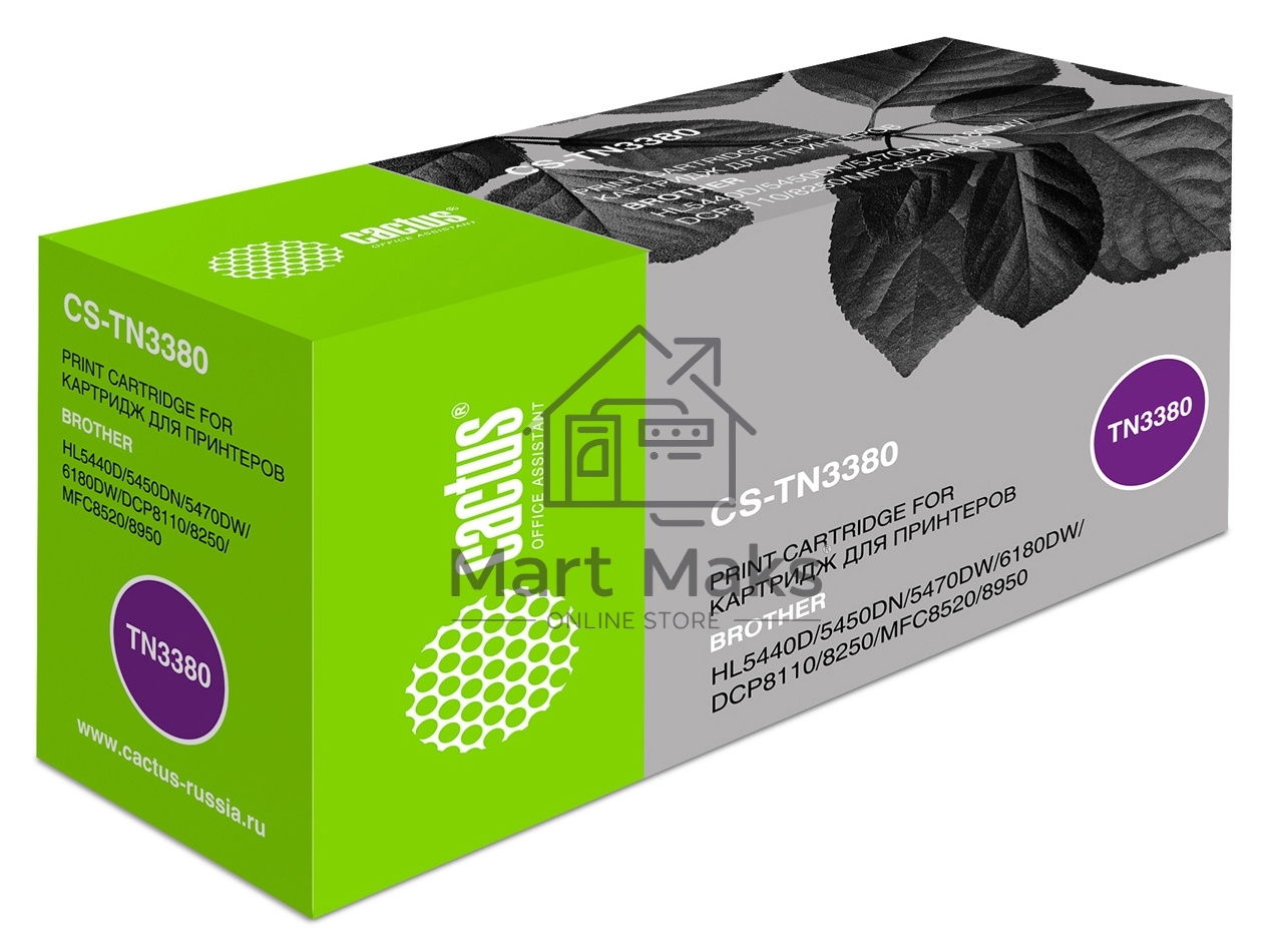 Картридж лазерный Cactus CS-TN3380 черный (8000 стр.) для Brother HL-5440D/5450DN/5470DW/6180DW/DCP8110/8250/MFC-8520/8950