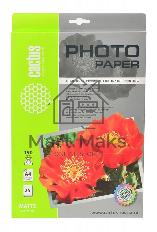 Фотобумага Cactus CS-MA419025 матовая A4 190 г/м2 25 листов