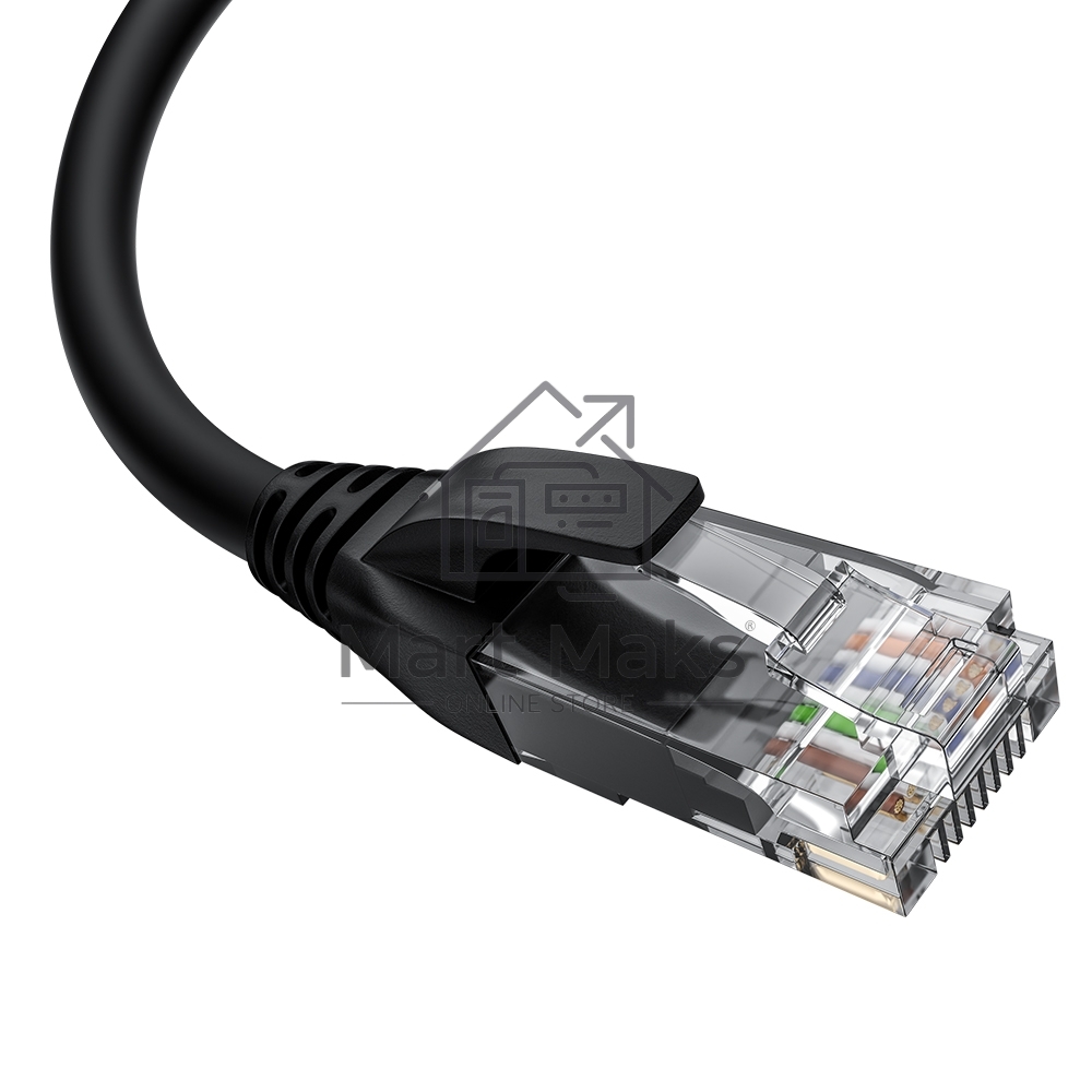 Патч-корд GCR прямой 2.0m UTP кат.5e, черный, левый угол, литой, ethernet high speed, RJ45, T568B, GCR-53151