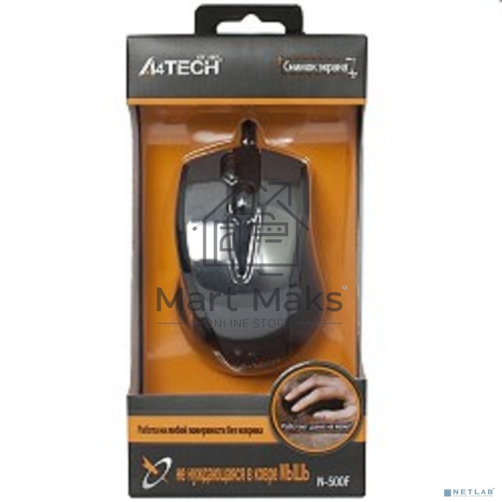 Мышь проводная A4Tech N-500F серый глянец/черный, 1200 dpi, USB, кнопки - 4