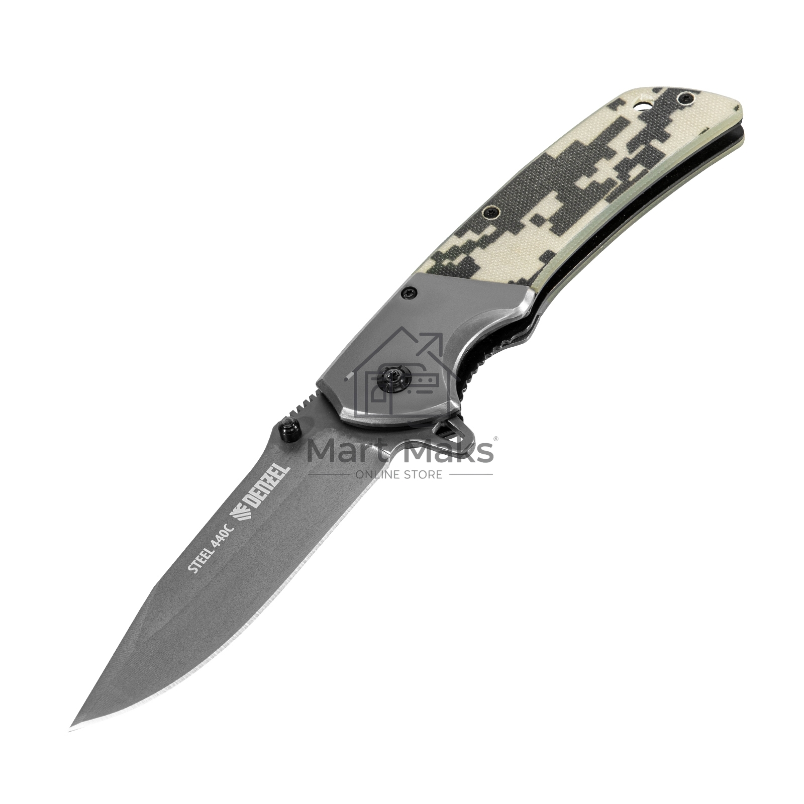 Нож складной Denzel, многоцелевой, системы Liner-Lock, с накладкой G10 на классической рукоятке 79207