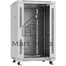 Шкаф телекоммуникационный напольный Cabeus, IP20, 18U, 988х600х800 мм (ВхШхГ), дверь: стекло, разборный, цвет: серый