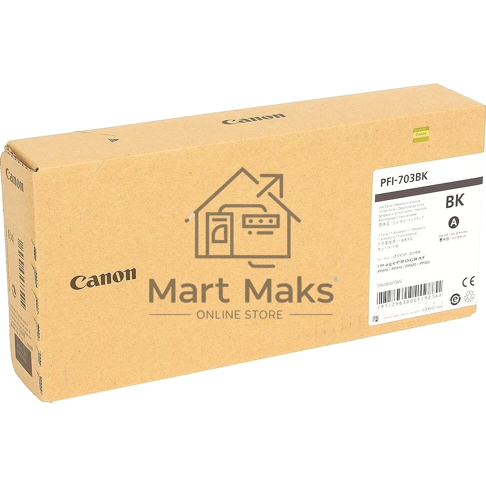 Картридж струйный Canon PFI-703 BK (2963B001) черный (700 мл) для Canon iPF810, iPF815, iPF820, iPF825