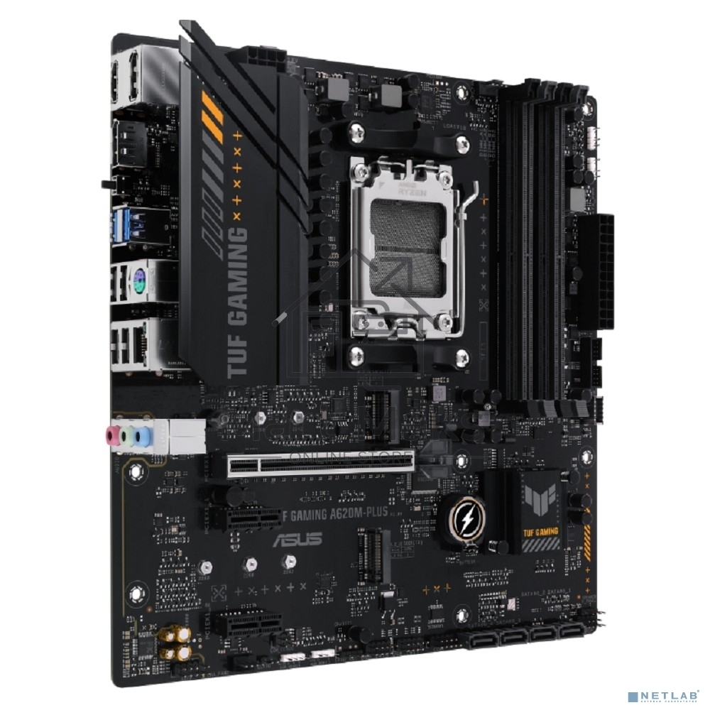 Материнская плата ASUS TUF GAMING A620M-PLUS, AM5, AMD A620, 4xDDR5, 4xSATA, 2xM.2, 1xPCI-E 4.0 x16, 2xPCI-E x1, 2xDP, 1xHDMI, 1x 2.5Gb LAN, 2xUSB-A 3.2 Gen 1, 4xUSB-A 2.0, 3x3.5 мм, 7.1, Micro-ATX