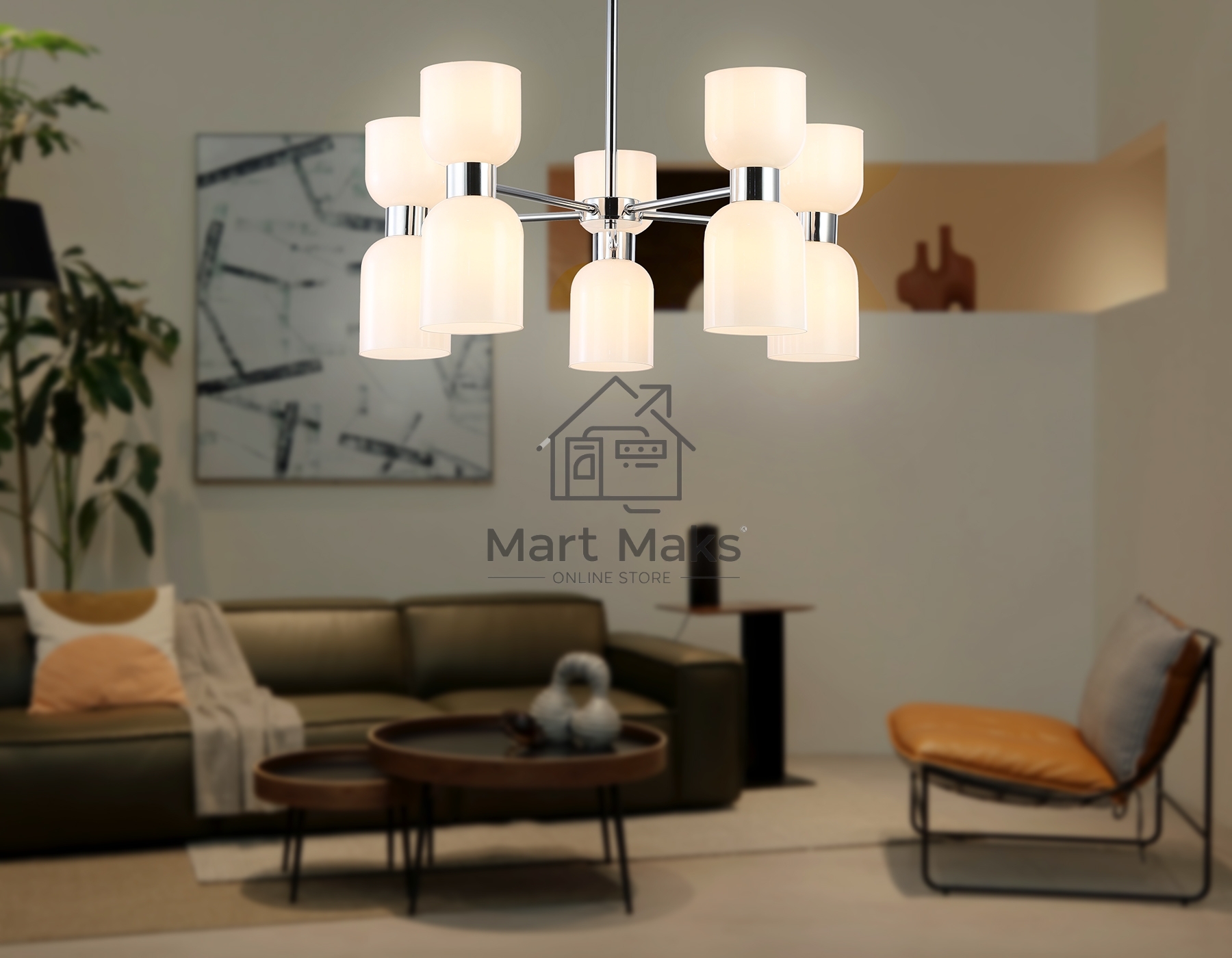 Люстра Ambrella light LH56083/10 СH/FR хром/белый матовый E14*10 max 40W D700*510