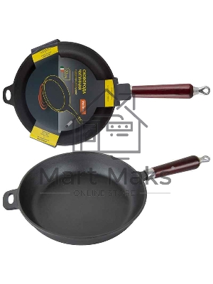 Сковорода Mallony чугунная с деревянной ручкой CIF22-W, диам - 22 см