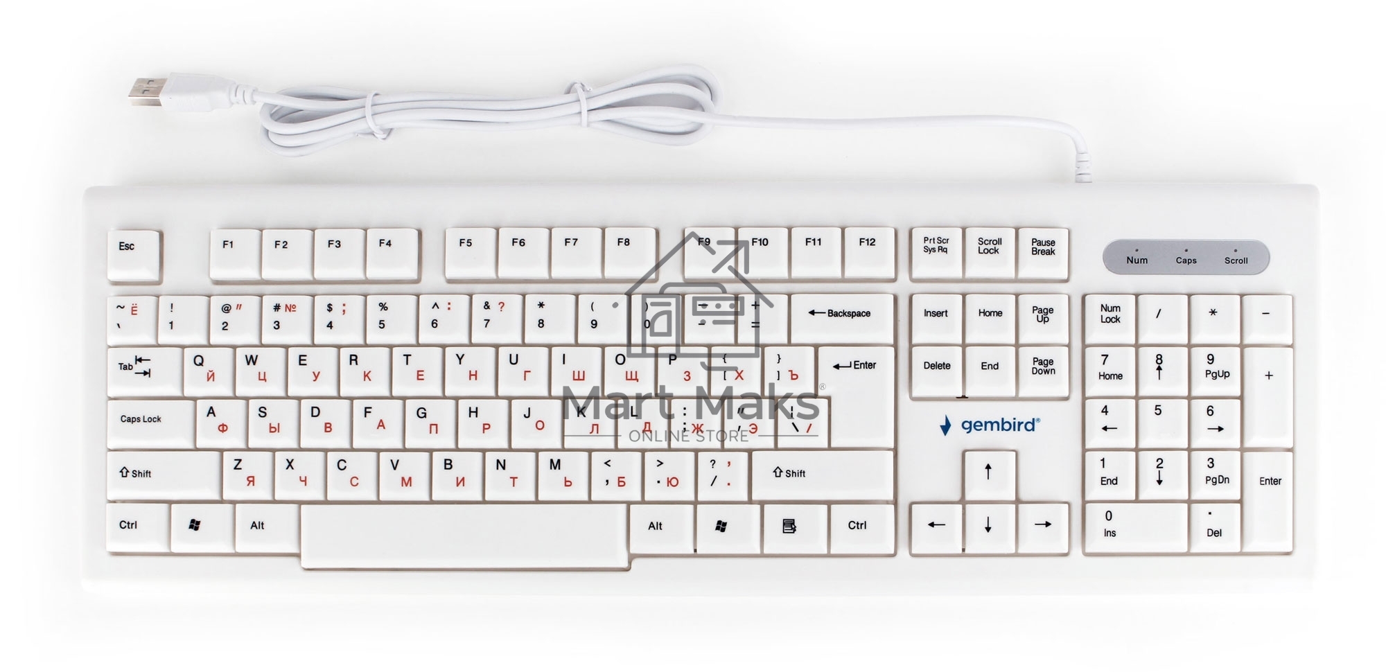 Клавиатура Gembird KB-8354U проводная, USB, бежевый/белый