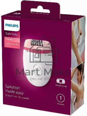 Эпилятор Philips BRE235/00 скор.:2 насад.:1 от электр.сети белый/розовый