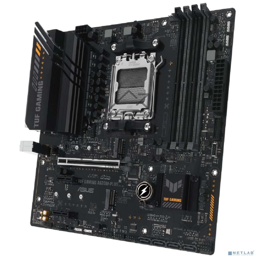Материнская плата ASUS TUF GAMING A620M-PLUS, AM5, AMD A620, 4xDDR5, 4xSATA, 2xM.2, 1xPCI-E 4.0 x16, 2xPCI-E x1, 2xDP, 1xHDMI, 1x 2.5Gb LAN, 2xUSB-A 3.2 Gen 1, 4xUSB-A 2.0, 3x3.5 мм, 7.1, Micro-ATX